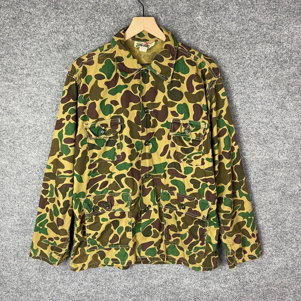 Vintage RARE World Famous Camouflage Hunting shirt‎ Button Up Cotton Size M